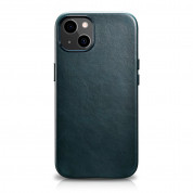 iCarer Leather Oil Wax MagSafe Case - кожен (естествена кожа) кейс с MagSafe за iPhone 13 mini (син)