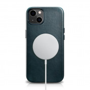 iCarer Leather Oil Wax MagSafe Case - кожен (естествена кожа) кейс с MagSafe за iPhone 13 mini (син) 3