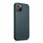 iCarer Leather Oil Wax MagSafe Case - кожен (естествена кожа) кейс с MagSafe за iPhone 13 mini (син) 6