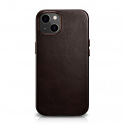 iCarer Leather Oil Wax MagSafe Case - кожен (естествена кожа) кейс с MagSafe за iPhone 13 mini (кафяв)