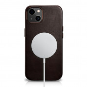 iCarer Leather Oil Wax MagSafe Case - кожен (естествена кожа) кейс с MagSafe за iPhone 13 mini (кафяв) 3