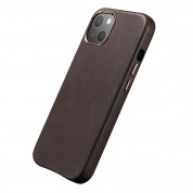 iCarer Leather Oil Wax MagSafe Case - кожен (естествена кожа) кейс с MagSafe за iPhone 13 (кафяв) 8