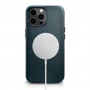 iCarer Leather Oil Wax MagSafe Case - кожен (естествена кожа) кейс с MagSafe за iPhone 13 Pro (син) 4