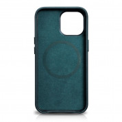 iCarer Leather Oil Wax MagSafe Case - кожен (естествена кожа) кейс с MagSafe за iPhone 13 Pro (син) 5