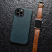 iCarer Leather Oil Wax MagSafe Case - кожен (естествена кожа) кейс с MagSafe за iPhone 13 Pro (син) 13