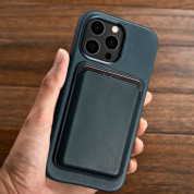 iCarer Leather Oil Wax MagSafe Case - кожен (естествена кожа) кейс с MagSafe за iPhone 13 Pro (син) 16