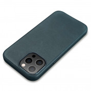 iCarer Leather Oil Wax MagSafe Case - кожен (естествена кожа) кейс с MagSafe за iPhone 13 Pro (син) 9