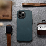 iCarer Leather Oil Wax MagSafe Case - кожен (естествена кожа) кейс с MagSafe за iPhone 13 Pro (син) 14