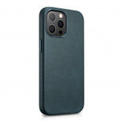 iCarer Leather Oil Wax MagSafe Case - кожен (естествена кожа) кейс с MagSafe за iPhone 13 Pro Max (син) 7