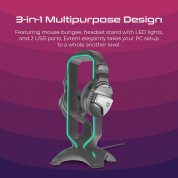 Vertux Gaming Extent Mouse Bungee With Headphone Stand And USB Hub - мултифункционална поставка за слушалки с USB изходи (черен) 2