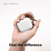 Elago AirPods 3 Silicone Hang Case - силиконов калъф с карабинер за Apple AirPods 3 (бял-фосфор) 4