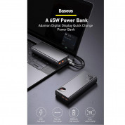 Baseus Adaman Metal Digital Display Power Bank 65W 20000 mAh (PPIMDA-D01) - външна батерия с два USB-A и един USB-C изходи и технология за бързо зареждане (черен) 4