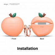 Elago AirPods 3 Peach Design Silicone Case - силиконов калъф с карабинер за Apple AirPods 3 (оранжев) 5