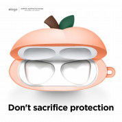 Elago AirPods 3 Peach Design Silicone Case - силиконов калъф с карабинер за Apple AirPods 3 (оранжев) 3