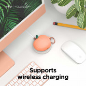 Elago AirPods 3 Peach Design Silicone Case - силиконов калъф с карабинер за Apple AirPods 3 (оранжев) 4