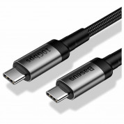Baseus Cafule USB-C to USB-C Cable PD 3.1 60W (CATKLF-RG1) - кабел с въжена оплетка и бързо зареждане за устройства с USB-C порт (100 см) (черен-сив) 1