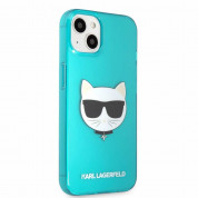 Karl Lagerfeld Choupette Head Silicone Case - дизайнерски силиконов кейс за iPhone 13 (син) 2