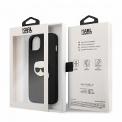 Karl Lagerfeld Karl Head Leather Case - дизайнерски кожен кейс за iPhone 13 (черен)  5