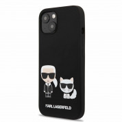 Karl Lagerfeld Karl & Choupette Silicone Case - дизайнерски силиконов кейс за iPhone 13 (черен)