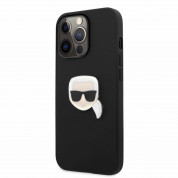 Karl Lagerfeld Karl Head Leather Case - дизайнерски кожен кейс за iPhone 13 Pro (черен) 