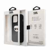 Karl Lagerfeld Karl Head Leather Case - дизайнерски кожен кейс за iPhone 13 Pro (черен)  5