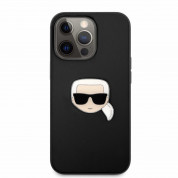 Karl Lagerfeld Karl Head Leather Case - дизайнерски кожен кейс за iPhone 13 Pro (черен)  1