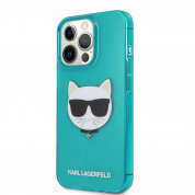 Karl Lagerfeld Choupette Head Silicone Case - дизайнерски силиконов кейс за iPhone 13 Pro Max (син)