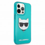 Karl Lagerfeld Choupette Head Silicone Case - дизайнерски силиконов кейс за iPhone 13 Pro Max (син) 3