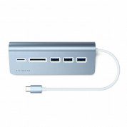 Satechi Aluminum USB-C 3.0 Hub & Card Reader - алуминиев 3-портов USB 3.0 хъб с четец за карти за компютри и лаптопи (син) 4