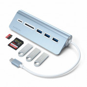 Satechi Aluminum USB-C 3.0 Hub & Card Reader - алуминиев 3-портов USB 3.0 хъб с четец за карти за компютри и лаптопи (син) 1