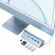 Satechi Aluminum USB-C 3.0 Hub & Card Reader - алуминиев 3-портов USB 3.0 хъб с четец за карти за компютри и лаптопи (син) 3