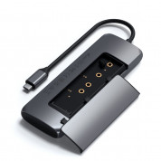 Satechi USB-C Hybrid Multiport Adapter - мултифункционален хъб за свързване на допълнителна периферия и SATA M.2 за компютри с USB-C порт (тъмносив)
