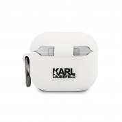 Karl Lagerfeld AirPods 3 Choupette Head Silicone Case - силиконов калъф с карабинер за Apple Airpods 3 (бял) 1
