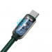 Baseus Digital Display USB-C to USB-C Cable PD 2.0 100W (CATSK-C06) - здрав кабел с въжена оплетка за бързо зареждане за устройства с USB-C порт (200 см) (зелен) 7