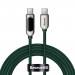 Baseus Digital Display USB-C to USB-C Cable PD 2.0 100W (CATSK-C06) - здрав кабел с въжена оплетка за бързо зареждане за устройства с USB-C порт (200 см) (зелен) 1