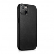 iCarer Leather Oil Wax MagSafe Case - кожен (естествена кожа) кейс с MagSafe за iPhone 13 (черен) 7