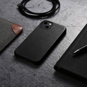 iCarer Leather Oil Wax MagSafe Case - кожен (естествена кожа) кейс с MagSafe за iPhone 13 (черен) 11
