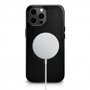iCarer Leather Oil Wax MagSafe Case - кожен (естествена кожа) кейс с MagSafe за iPhone 13 Pro Max (черен) 3