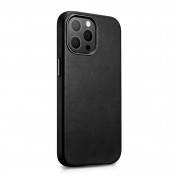 iCarer Leather Oil Wax MagSafe Case - кожен (естествена кожа) кейс с MagSafe за iPhone 13 Pro Max (черен) 7