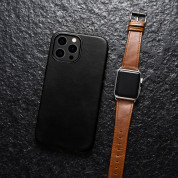 iCarer Leather Oil Wax MagSafe Case - кожен (естествена кожа) кейс с MagSafe за iPhone 13 Pro Max (черен) 12