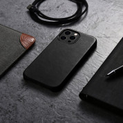 iCarer Leather Oil Wax MagSafe Case - кожен (естествена кожа) кейс с MagSafe за iPhone 13 Pro Max (черен) 11