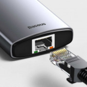 Baseus USB-C Metal Gleam Series 8-in-1 Hub (CAHUB-CV0G) - мултифункционален хъб за свързване на допълнителна периферия за устройства с USB-C (тъмносив) 9