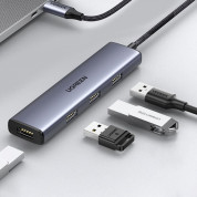 Ugreen USB-C 4-port USB 3.2 Gen 1 Hub - 4-портов USB-C хъб за компютри и лаптопи (тъмносив) 4