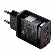 Baseus Compact Quick Wall Charger 30W (CCXJ-E01) - захранване за ел. мрежа с 2хUSB-A и USB-C изходи и технология за бързо зареждане (черен) 4