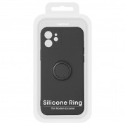 Vennus Silicone Ring Case - силиконов (TPU) калъф с пръстен против изпускане за Xiaomi Mi 11 (черен) 5