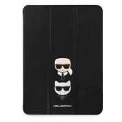 Karl Lagerfeld Saffiano Karl & Choupette Heads Folio Case - дизайнерски кожен кейс с поставка за iPad Pro 12.9 M2 (2022), iPad Pro 12.9 M1 (2021) (черен) 1