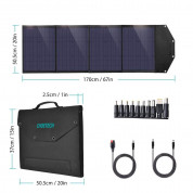 Choetech Foldable Photovoltaic Solar Panel Quick Charge PD 100W - сгъваем соларен панел зареждащ директно вашето устройство от слънцето с DC порт, двва 2xUSB-A и USB-C портове (сив) 2