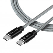 Tactical Fast Rope Kevlar USB-C to USB-C Charging Cable 100W - здрав кевларен USB-C към USB-C кабел за устройства с USB-C порт (30 cm) (сив)