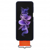 Samsung Silicone Cover With Strap EF-PF711TNEGWW  - оригинален силиконов кейс с ластик против изпускане за Samsung Galaxy Flip 3 (тъмносин) 3