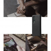 Ringke Folio Signature EZ Strap - кожен калъф с кожена лента за ръката за Samsung Galaxy Z Fold 3 (черен) 3